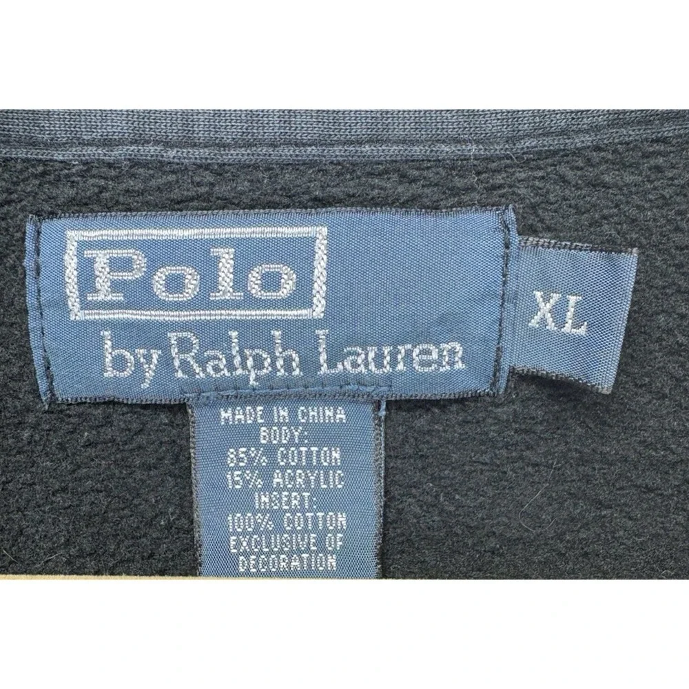 VTG 90s Polo Ralph Lauren Mens XL Track Jacket Black White Stripe Full Zip